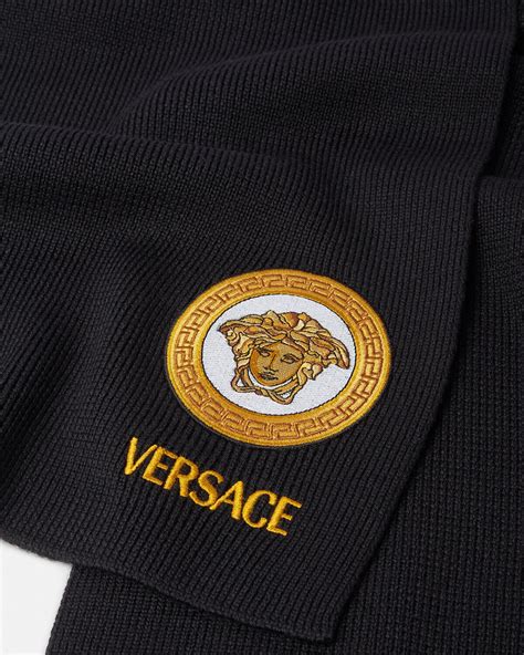 versace medusa logo wool scarf